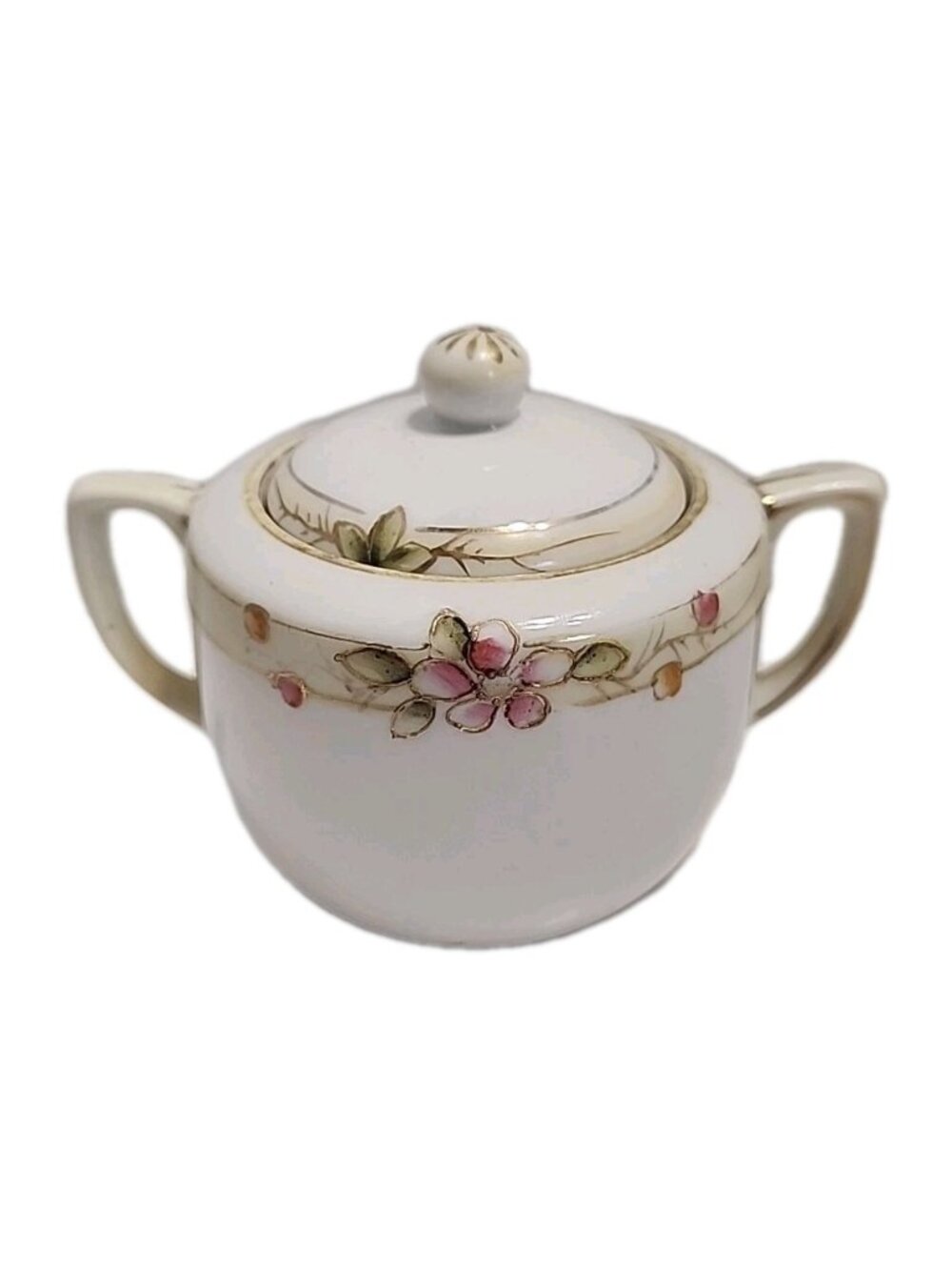 Antique Nippon Hand Painted Sugar Bowl  Gold Trim by Morimura Brothers Noritake